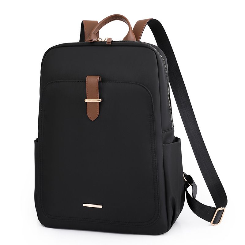 Mochila de nailon de color sólido con textura, resistente al agua, de gran capacidad, informal, para colgar en el carrito, para mujer_voghion.com