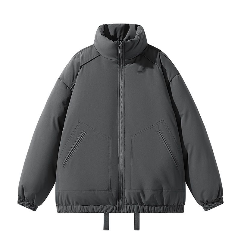 2025 Basic Stehkragenjacke für Herren Winter verdickt warm lose einfarbig lässig Baumwollmantel_voghion.com