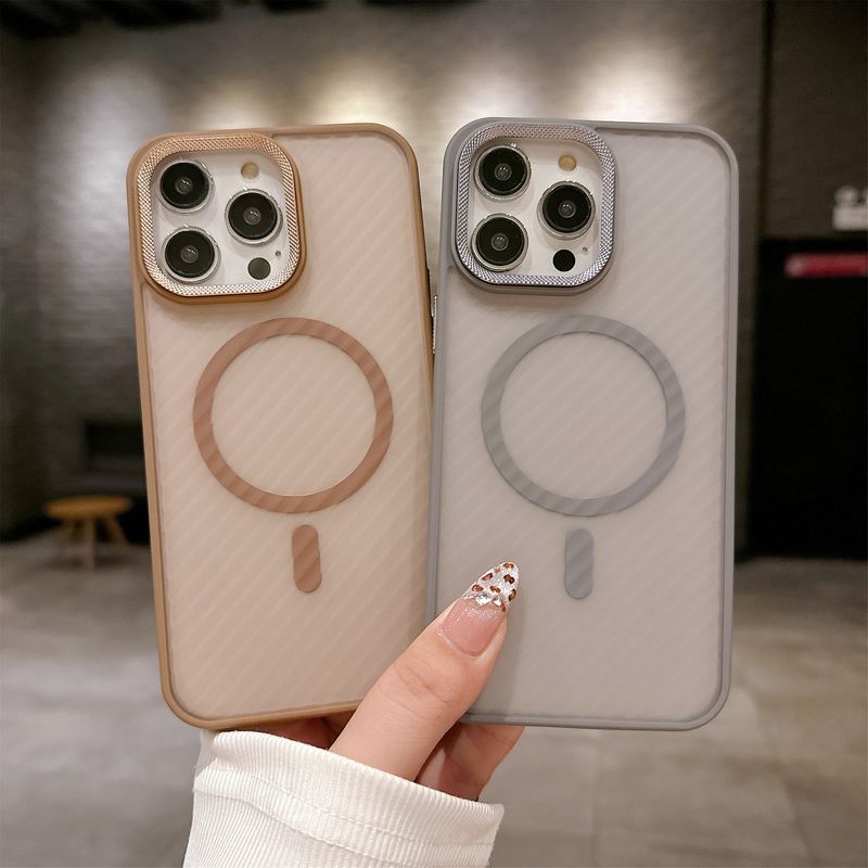 Magnetic Diamond Texture Case For IPhone 16 Pro Max/15 - Anti-Scratch Frosted Back With Wavy Design & Raised Camera Protection_voghion.com