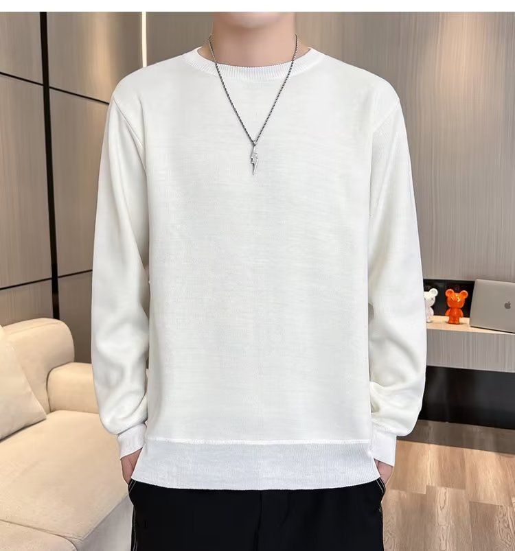 Abbigliamento maschile Maglione girocollo in velluto monopezzo autunnale e invernale da uomo, camicia con fondo foderato in pile spesso da uomo, 2024, nuovo top caldo tutto-fiammifero alla moda_voghion.com