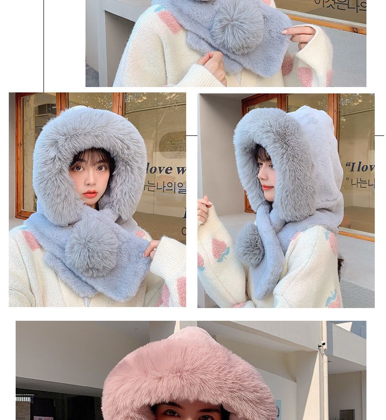 Kuschelige Winter-Kombination aus Fleece, Schal und Mütze – warme Strickmütze mit Ohrenklappen und Bommel für Damen, Schwarz und Khaki_voghion.com