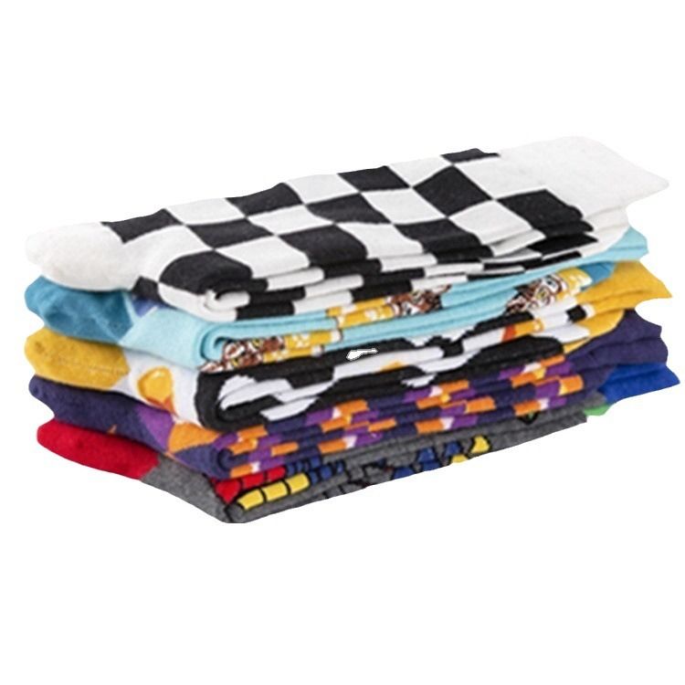 2025d Colorful Trendy Poached Egg Casual Cotton Street Fashion Mid-Calf Plus Size Men's Socks_voghion.com
