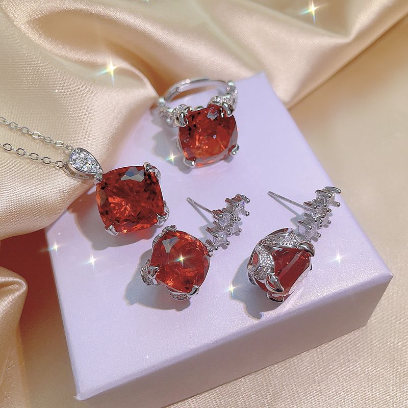 Aquamarin-Topas-Anhänger, 15 Karat, dicke quadratische Edelstein-Ohrringe, Fanta-Ring, violett-gelber Diamant_voghion.com