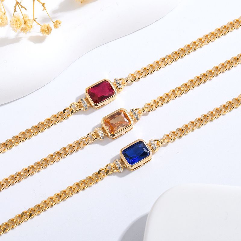 Bracciale classico cubano in smeraldo di alta qualità per donna, elegante, alla moda, unico, colore rosso melograno._voghion.com