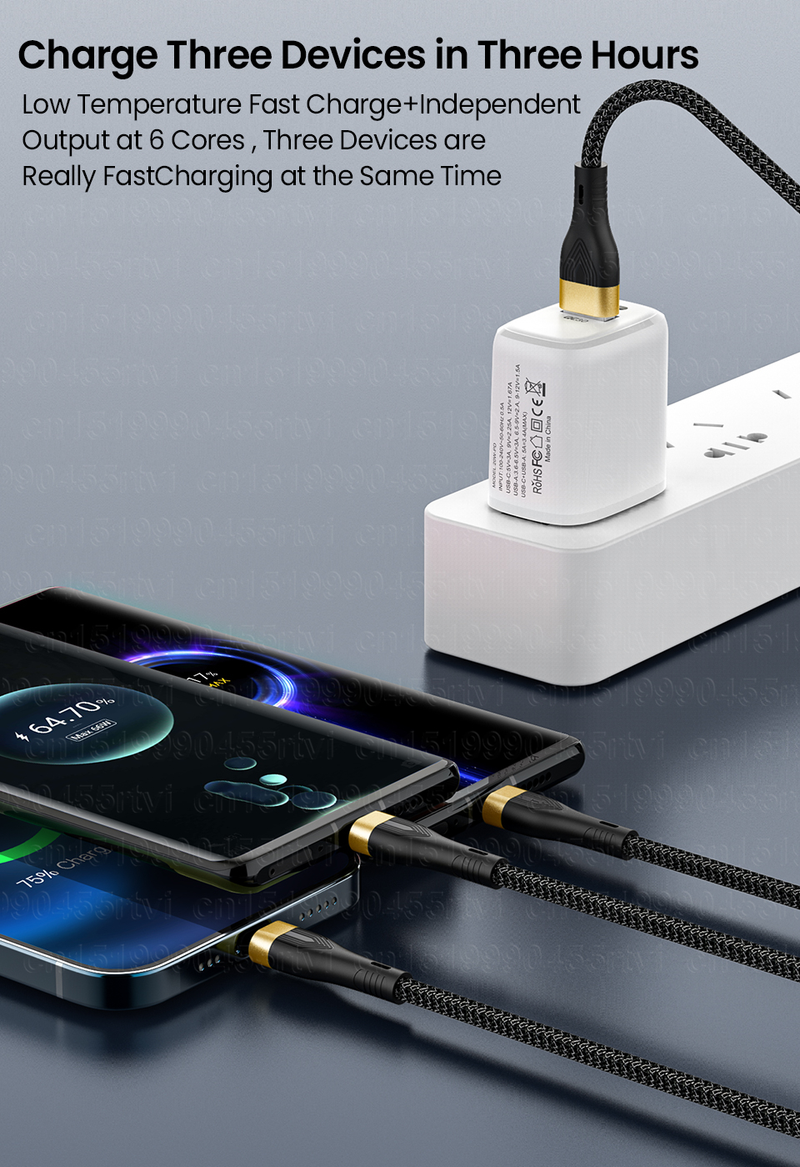 in 3 1 USB Cable 6A 100W Fast Charge for Huawei/Honor 3in1 2in1 Micro USB Type C Cable Charging Cable Cord For      _voghion.com