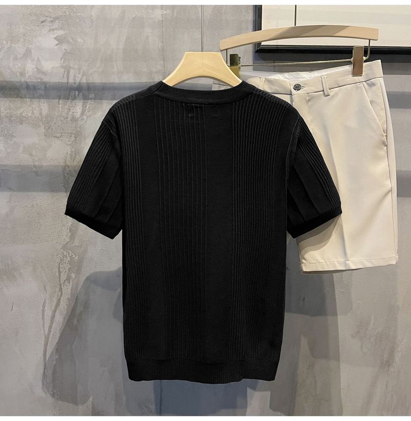 Maglietta a maniche corte in maglia da uomo, maglione estivo in seta sottile ghiacciata, mezza manica, parte superiore interna bianca da uomo_voghion.com