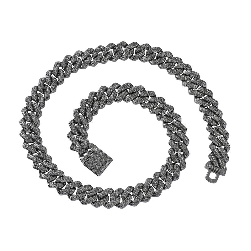 Collana cubana a forma di diamante hip hop, collana con catena a clavicola esagerata e dominante alla moda, accessori da uomo_voghion.com