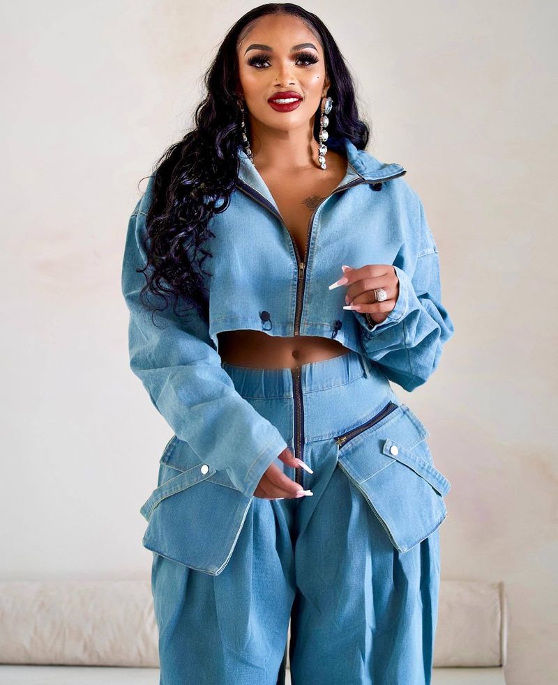 Damenbekleidung Mode Retro Weites Bein Lockerer Zweiteiler aus strapazierfähigem Denim Damenbekleidung_voghion.com