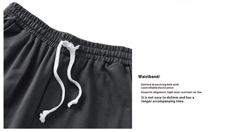 Férfi európai férfi tiszta pamut bő, egyenes szárú nadrágok, egyszínű egyszerű hétköznapi sportnadrágok_voghion.com