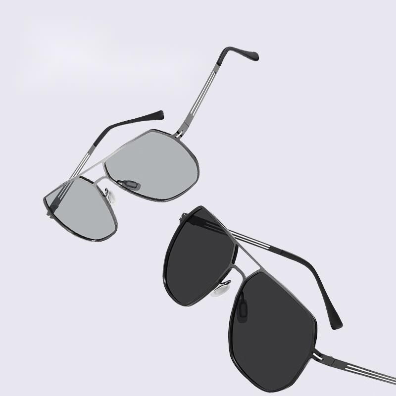 40,000 Kilometers Polarized Color Changing Men's Metal Driver Driving UV Protection Sunscreen Sunglasses_voghion.com