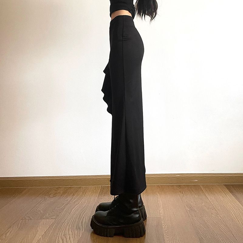 Abbigliamento da donna tinta unita gonna a fessura sull'anca con borsa a vita alta dimagrante moda di strada_voghion.com