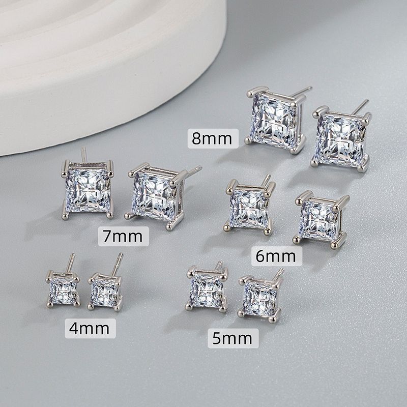 Trend Fashion Square Zirkon Ohrstecker Klassische Kupfer Herren vergoldet Single Diamond Vielseitige Ohrringe Beliebte Ohrringe Schmuck_voghion.com