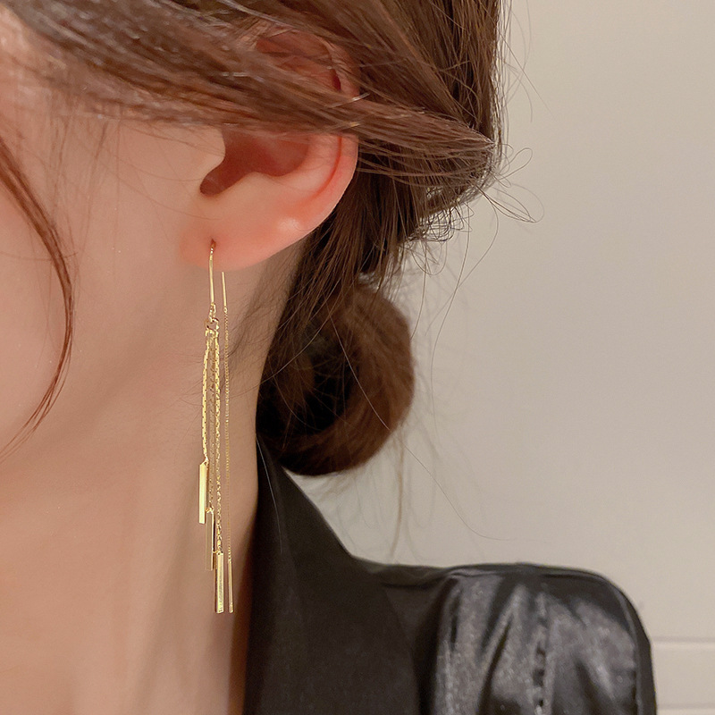 Orecchini con gancio integrato per l'orecchio, stile designer, alla moda e personalizzati, stile lungo, eleganti e di alta qualità per le donne_voghion.com