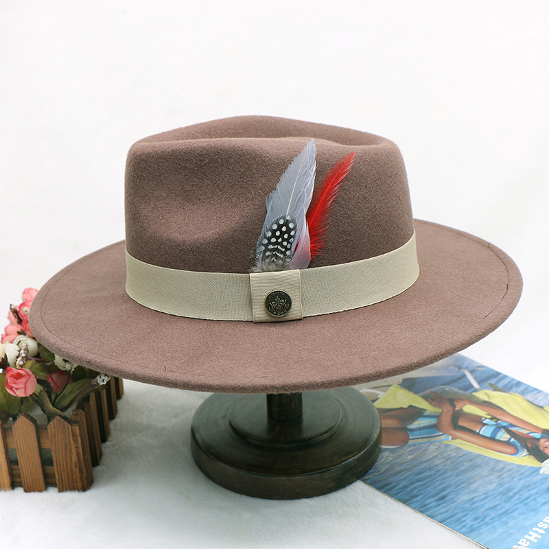 Pánský vlněný plstěný jazzový klobouk, podzimně-zimní vintage britský vlněný klobouk, podzimně-zimní plstěný klobouk_voghion.com