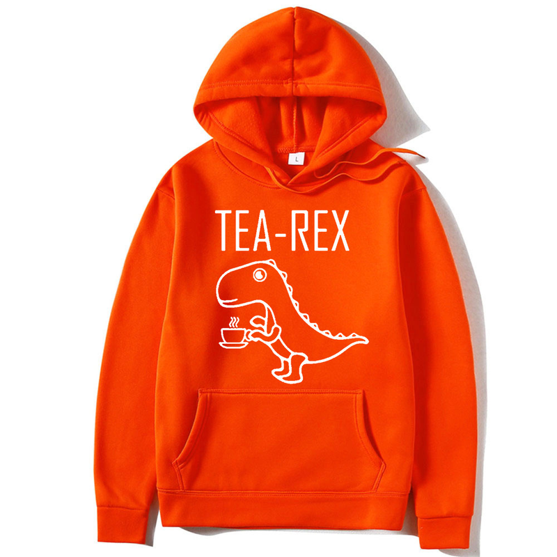 Nuovo simpatico dinosauro che beve caffè Maglioni da uomo e da donna con cappuccio di tendenza di strada_voghion.com