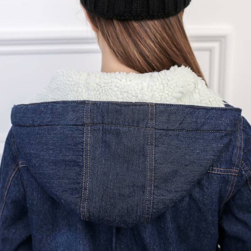 Abbigliamento donna giacca imbottita in cotone denim giacca medio lunga da donna imbottita in cotone cashmere taglie forti con giacca in denim con cappuccio_voghion.com