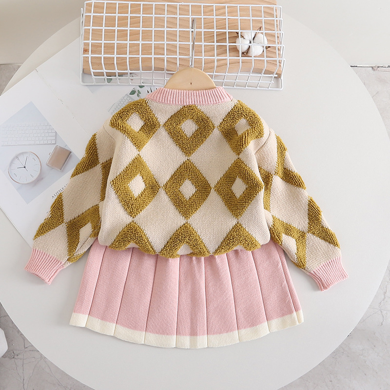 Baby Girls Sweater Dress Autumn And Winter Knit Two Dress Girls Long Sleeve Round Neck Sweater Dress_voghion.com