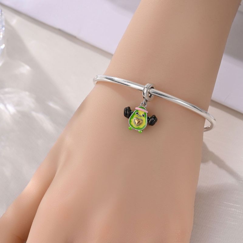 Gioielli da donna con ciondolo a forma di frutta, avocado, pera e lampone, con perline e bracciale in rame bianco placcato argento_voghion.com