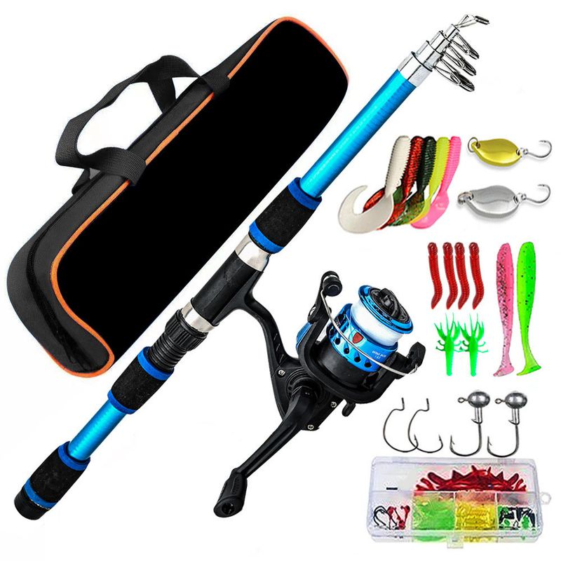 Conjunto de iscas para carretel de fundição longa, bolsa combinada para vara de pescar para iniciantes_voghion.com