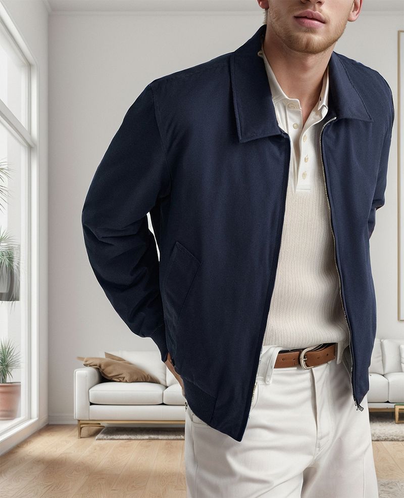 Spring and Autumn Simple Commuter Men's Zipper Collar Jacket_voghion.com