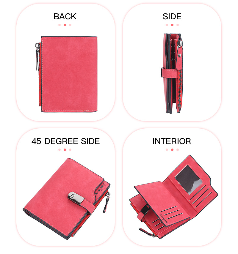 BAELLERRY new women's short wallet version with multiple card slots zipper coin purse buckle card bag men purse_voghion.com
