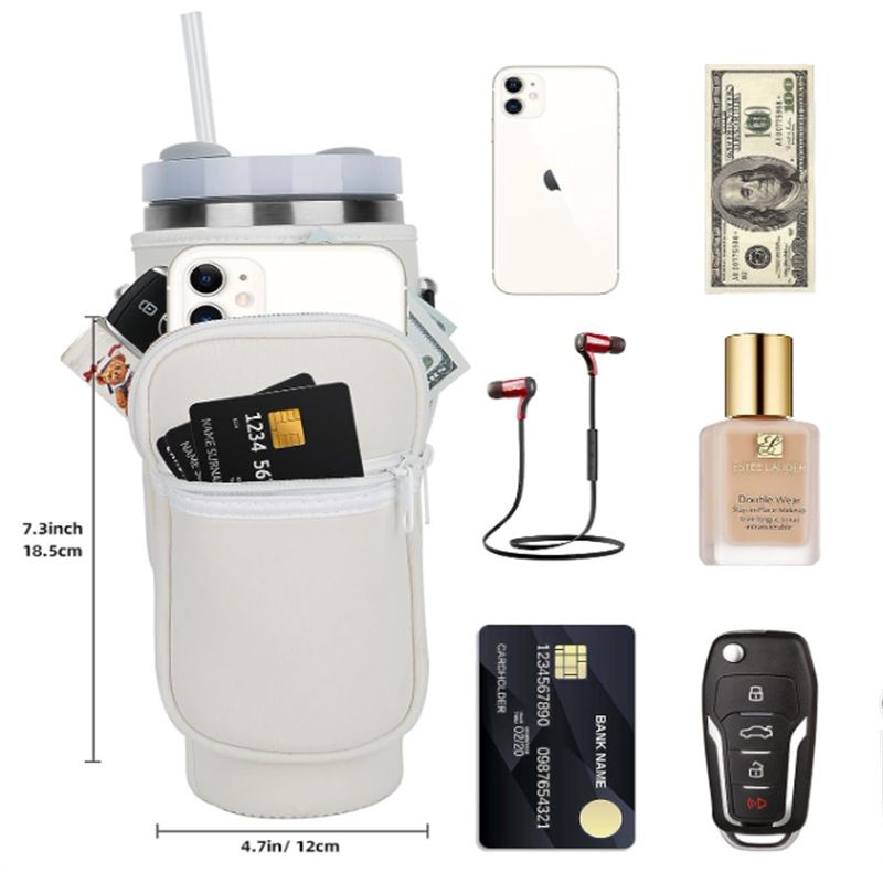 Portabicchieri per ghiaccio da 40 OZ in neoprene con tracolla a tracolla portabicchieri per auto portabicchieri thermos di grande capacità_voghion.com