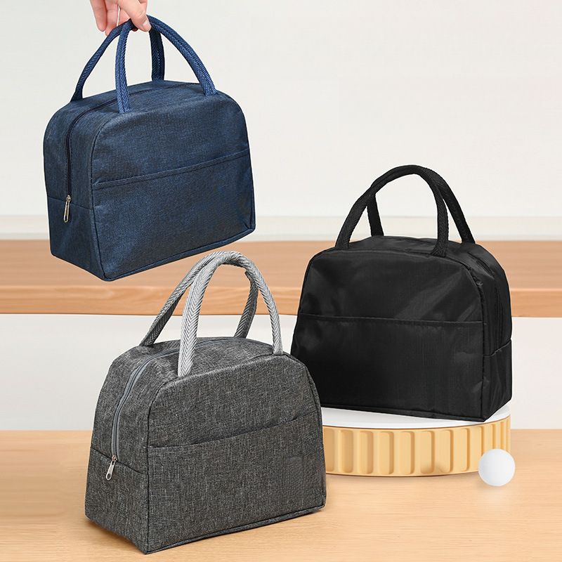 Japanese Style Aluminum Foil Simple Insulated Box Oxford Cloth Large Capacity Thickened Handheld Bento Lunch Bag_voghion.com