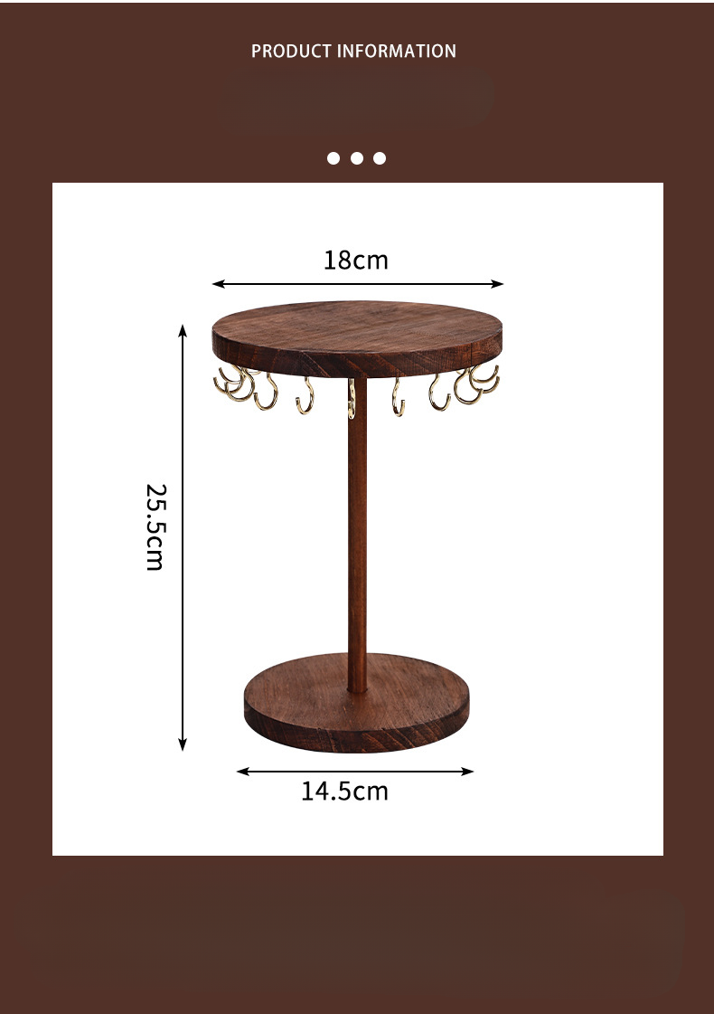 Walnut Color Creative Round Hook Necklace Display Sweater Chain Stall Live Streaming Jewelry Stand Solid Wood_voghion.com