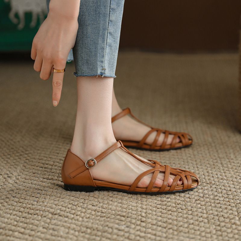 Sandali estivi con punta aperta e tacco spesso, stile arte romana, per donna_voghion.com