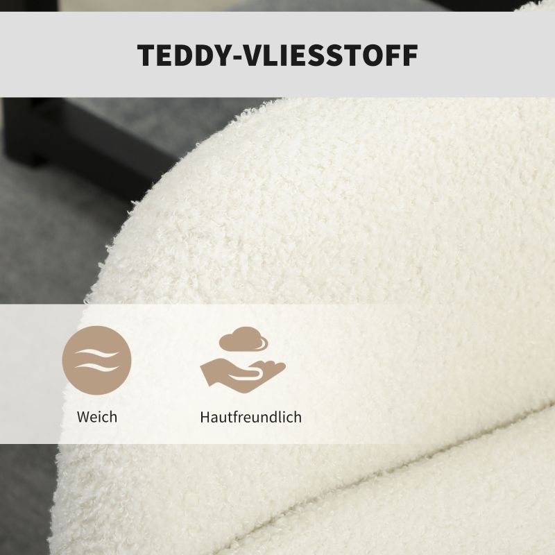 Drehbarer Bürostuhl Mit Fleece-Stoff, Höhenverstellbar, Cremeweiß_voghion.com