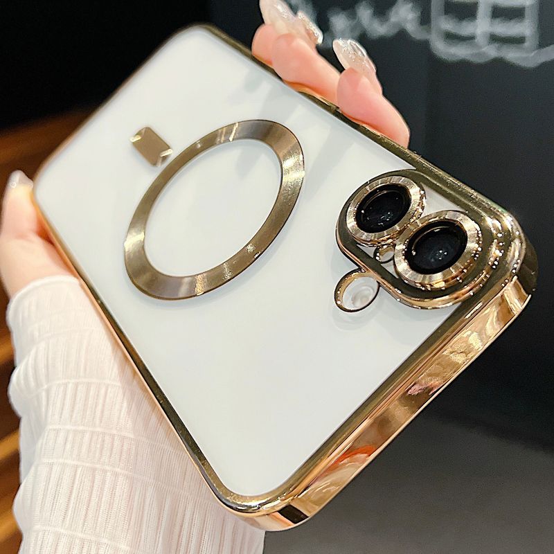 Galvanoitu läpinäkyvä TPU pehmeä kotelo iPhone 16 15 14 Plus 13 12 11 Pro Max Magsafe langattomalle lataussuojalle_voghion.com