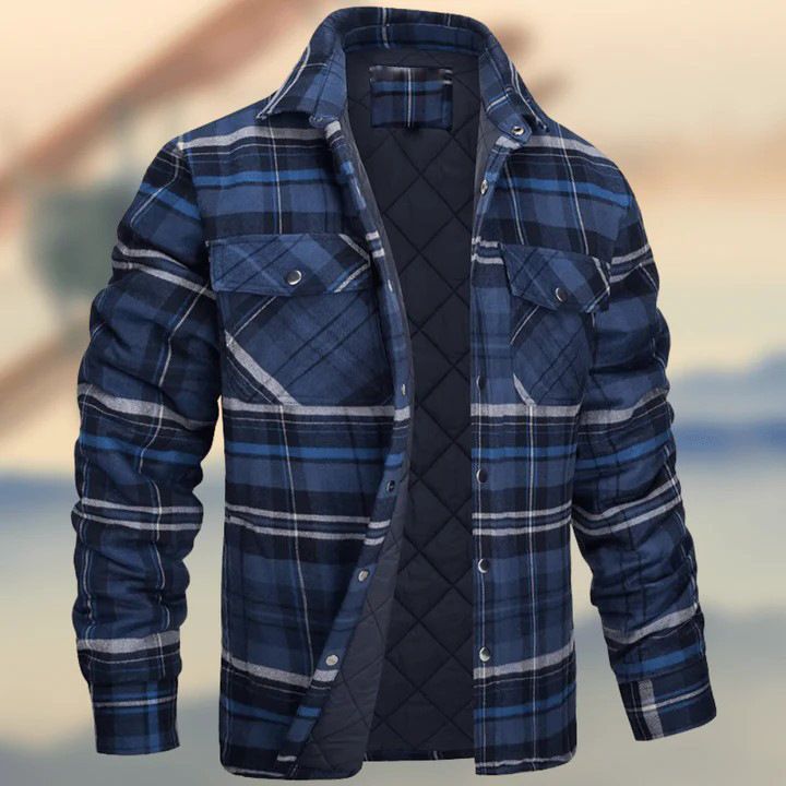 CT 2025 Nuova camicia a quadri spessa con colletto rovesciato a maniche lunghe da uomo_voghion.com