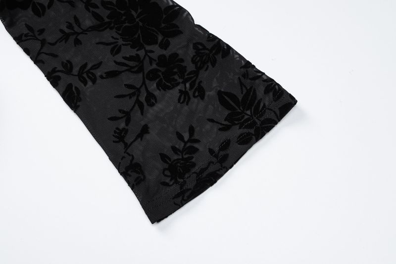 Maglietta a maniche lunghe slim fit in rete trasparente sexy, nuova moda estiva 2025 da donna_voghion.com