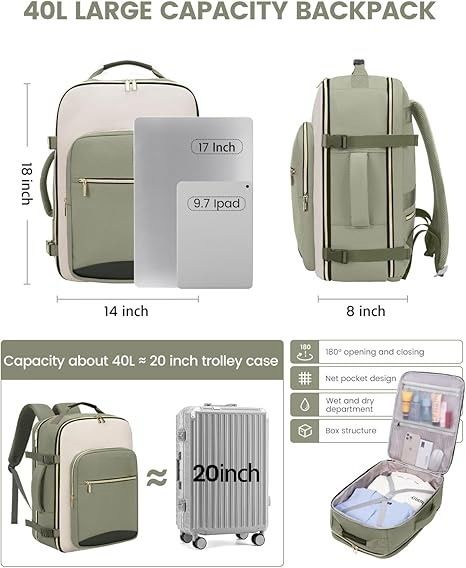 Mochila de viagem de grande capacidade Happypeople - Mochila unissex leve e durável em tecido Oxford com compartimento para laptop (16 polegadas), várias cores_voghion.com