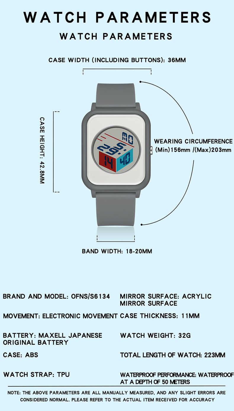 Modern Square Digital Watch With LED Backlight, Waterproof & Lightweight Design For Students And Casual Wear Luminous Leisure Watch_voghion.com