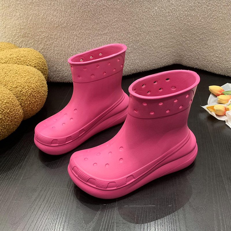 Estate nuova moda semplice EVA colore caramella abbigliamento esterno copriscarpe a tubo corto stivali da pioggia antiscivolo impermeabili con fondo spesso_voghion.com
