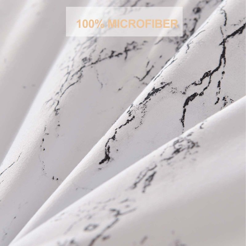 Bettdeckenset, Steppdeckenset, weißer Marmor, dreiteiliges Set_voghion.com