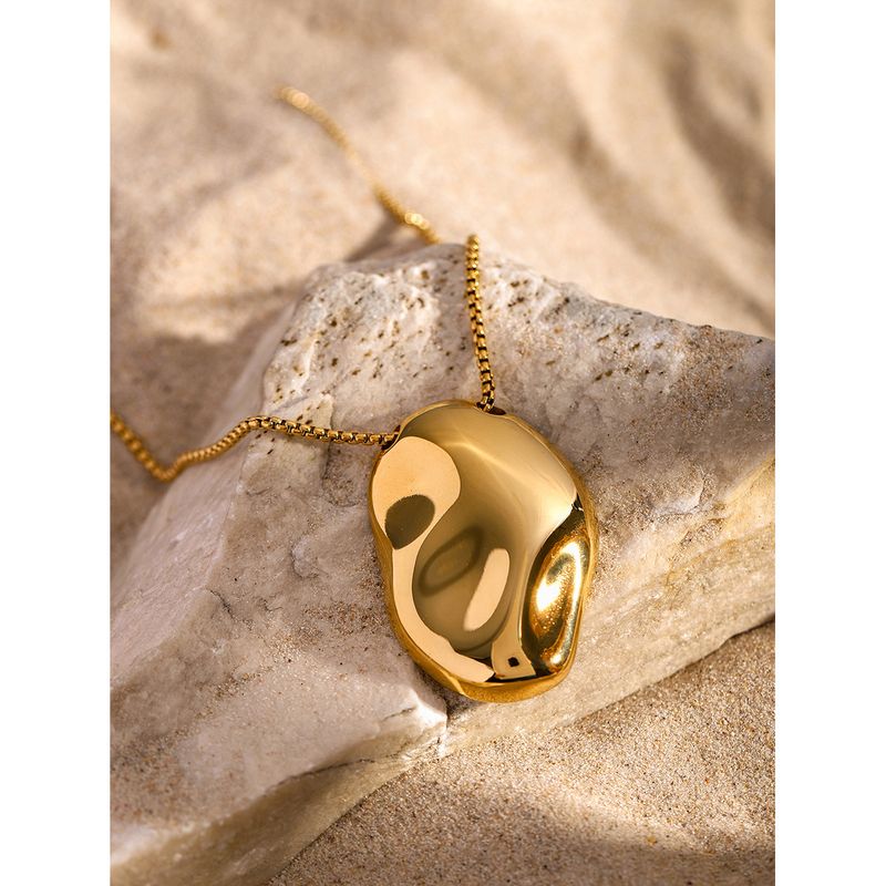 Instagram Goud Roestvrij Staal Onregelmatig Concaaf Hamerpatroon Nieuw minimalistisch Ontwerp Sense Ketting_voghion.com