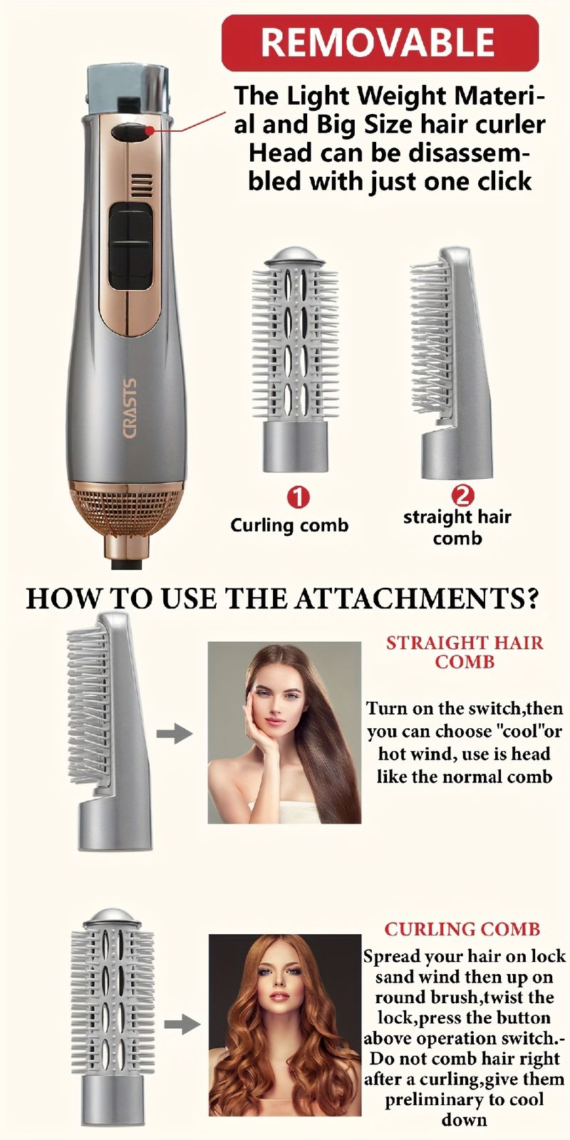 2-in-1-Heißluftbürste und Glättungskamm für müheloses Haarstyling – das perfekte Weihnachtsgeschenk für Frauen_voghion.com