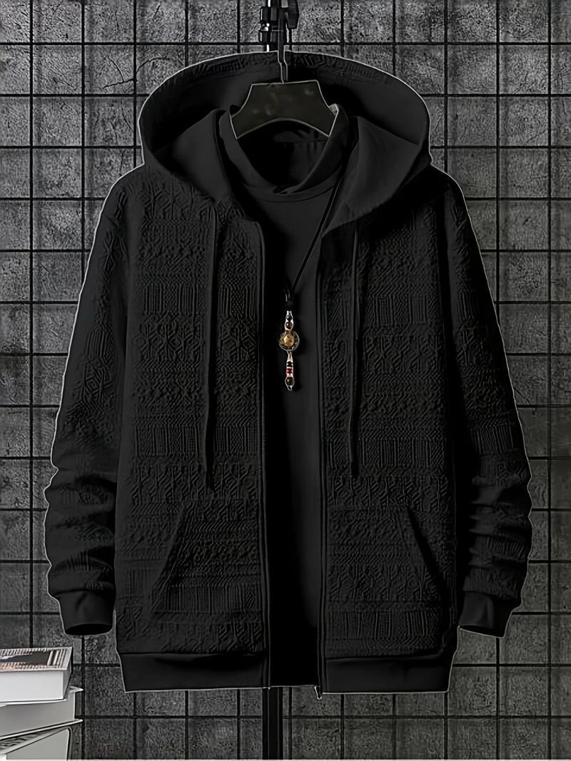 Übergroßer Fleece-Hoodie mit Reißverschluss für Herren – Kängurutasche, Winterwärme, Übergröße (1XL-6XL) – 100 % Polyester, durchgehender Reißverschluss, entspannte Passform_voghion.com