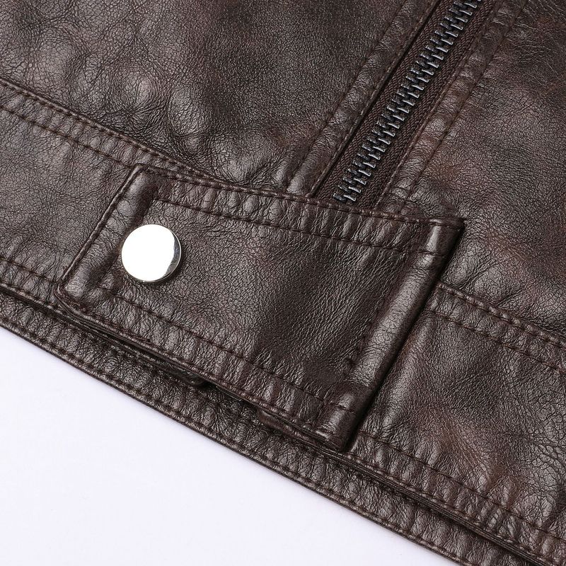 "Herren PU-Lederjacke - Slim Fit Stehkragen Bikerjacke für Motorrad & Streetwear (S-3XL, Schwarz/Braun)"_voghion.com
