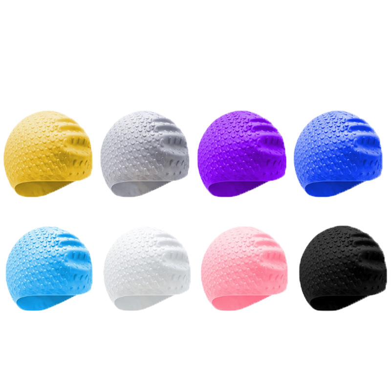 Silikon-Badekappe. Wasserdichte Wassertropfen-Badekappe für Erwachsene. Bequeme Badekappe mit aufgedrucktem Logo ohne Enttäuschung für Männer und Frauen_voghion.com