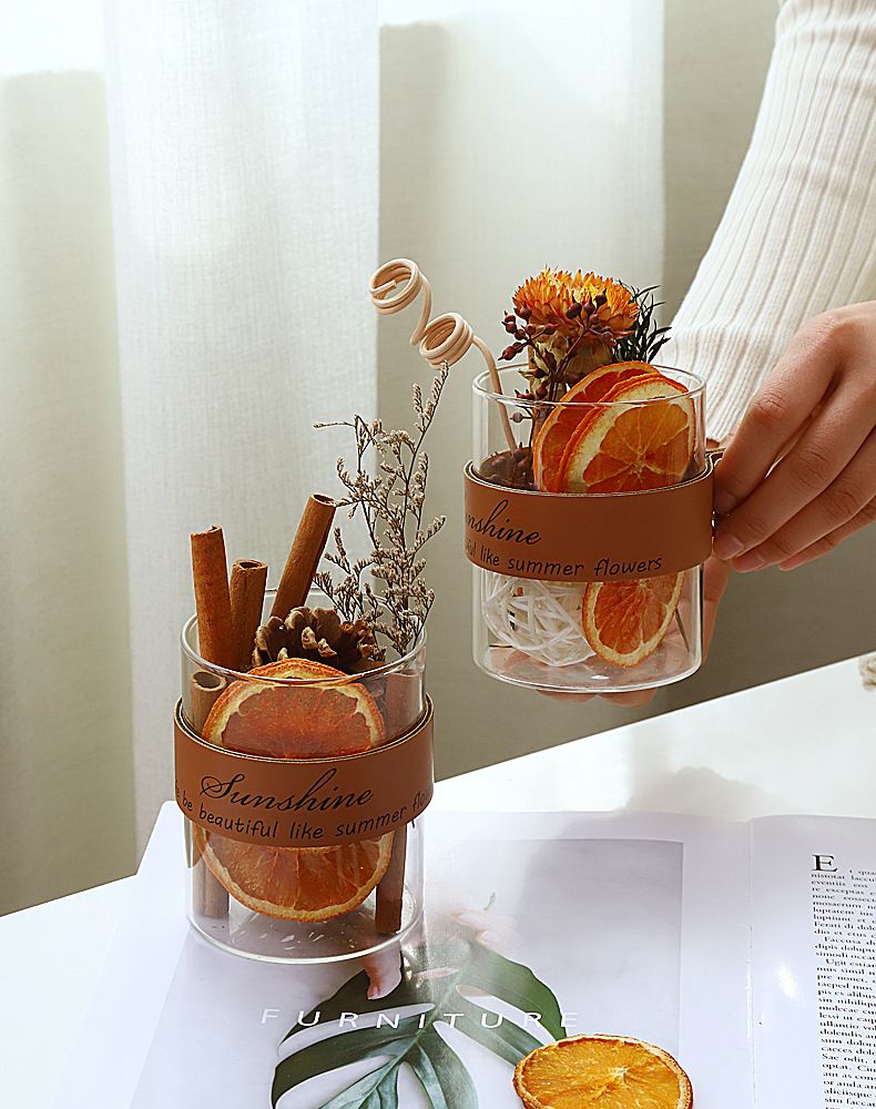 Dried Cinnamon Flower & Stick Home Fragrance Decor, Natural Aromatherapy Reed Diffuser Set Essential Oil-Free Base With Rattan Sticks_voghion.com