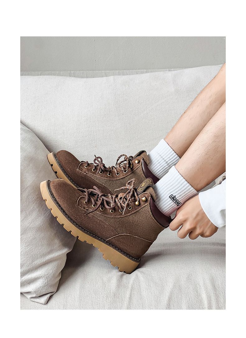 Women's Shoes Casual Short Boots Hiking British Style Fashionable Mid Cut Short Boots Round Toe Thick Bottom Classic Martin Boots Autumn And Winter_voghion.com