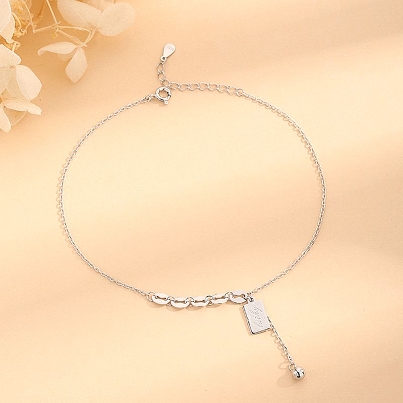 Perlenanhänger-Spleißarmband, Kette, weibliche Ins, Nische, Premium-Design, S reine Silber-Glücksfußkette_voghion.com