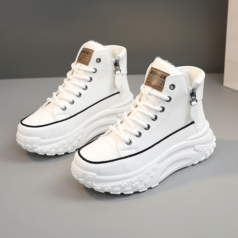 ZY0011 High Top For Women In Autumn 2025 New Women's Round Toe Thick Sole Elevated Casual Board Shoes Street Photo_voghion.com
