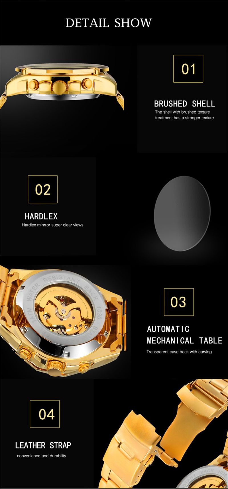 Forsining 1030A Classic Series Golden Top Brand Steel Mens Skeleton Man Wrist Watch Mechanical Luxury Fashion Automatic Watches_voghion.com