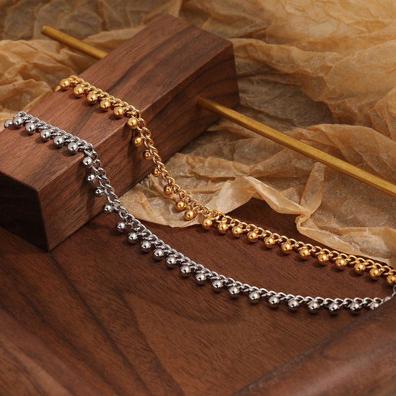 Bracciale con perline rotonde esagerate in stile esotico alla moda per donna con design a nappa, gioielli in acciaio al titanio_voghion.com