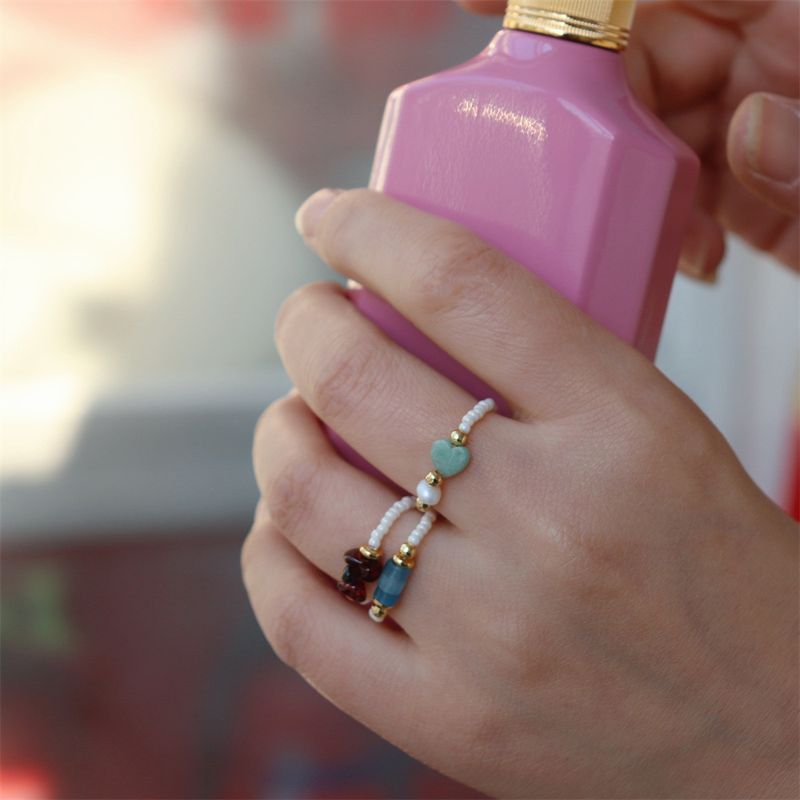 New Chinese Style Elastic Lapis Lazuli Ring Natural Star Pearl Agate Personality Trendy Women_voghion.com