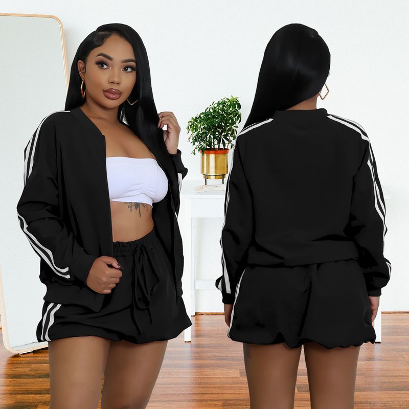 Vêtements pour femmes Mode Vêtements pour femmes Veste à ruban Jupe courte Couleur unie Costume deux pièces Neuf_voghion.com